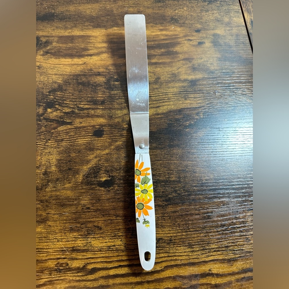 EKCO VTG‎ Retro Stainless Frosting Spatula Cake Icing Knife Spreader Floral